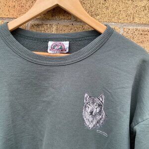 Vintage 1993 Northern Woods Wolf Print Crewneck XL